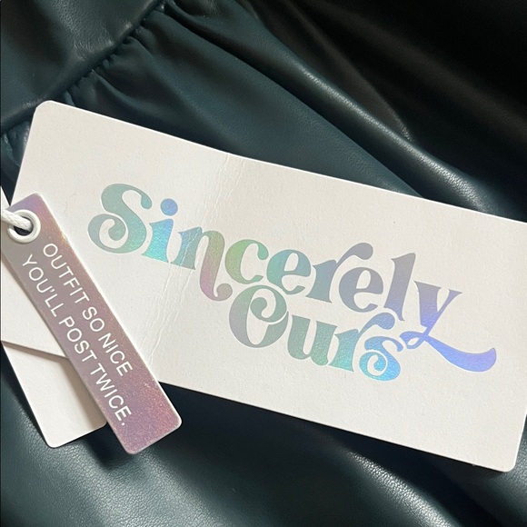 BRAND NEW Dark Teal Leather Dress - Picture 2 of 4